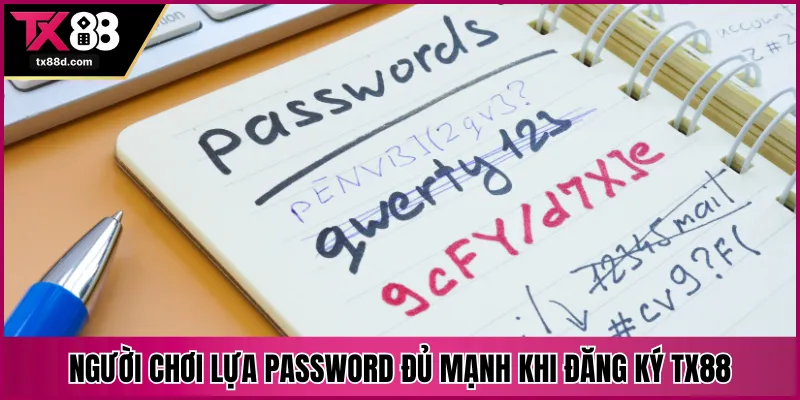 Người chơi lựa password đủ mạnh khi đăng ký TX88